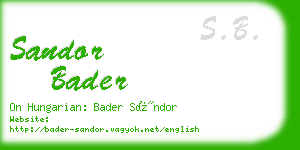 sandor bader business card